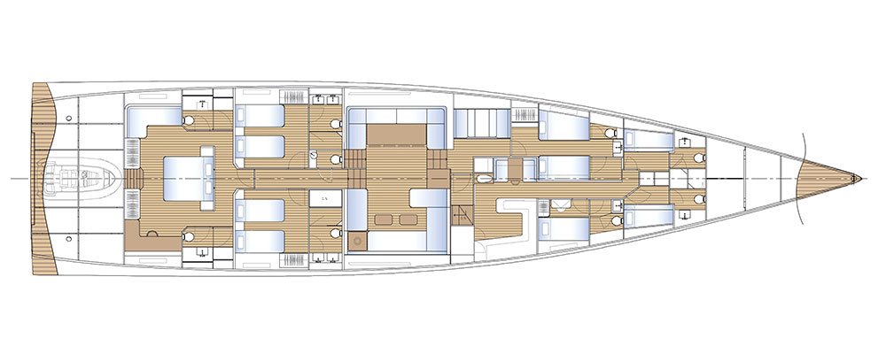 Планировка интерьера парусной яхты Solaris 111 RS