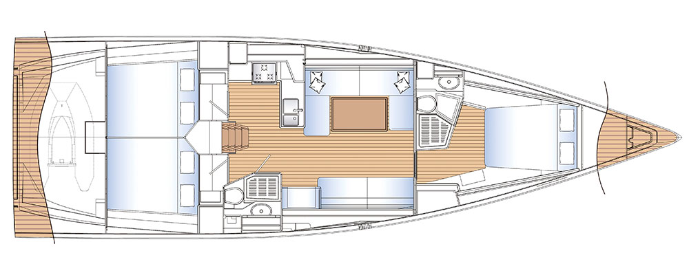 Планировка интерьера парусной яхты Solaris 47